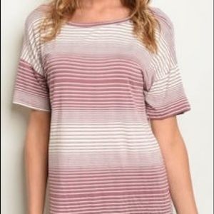 Mauve/Off white striped dress